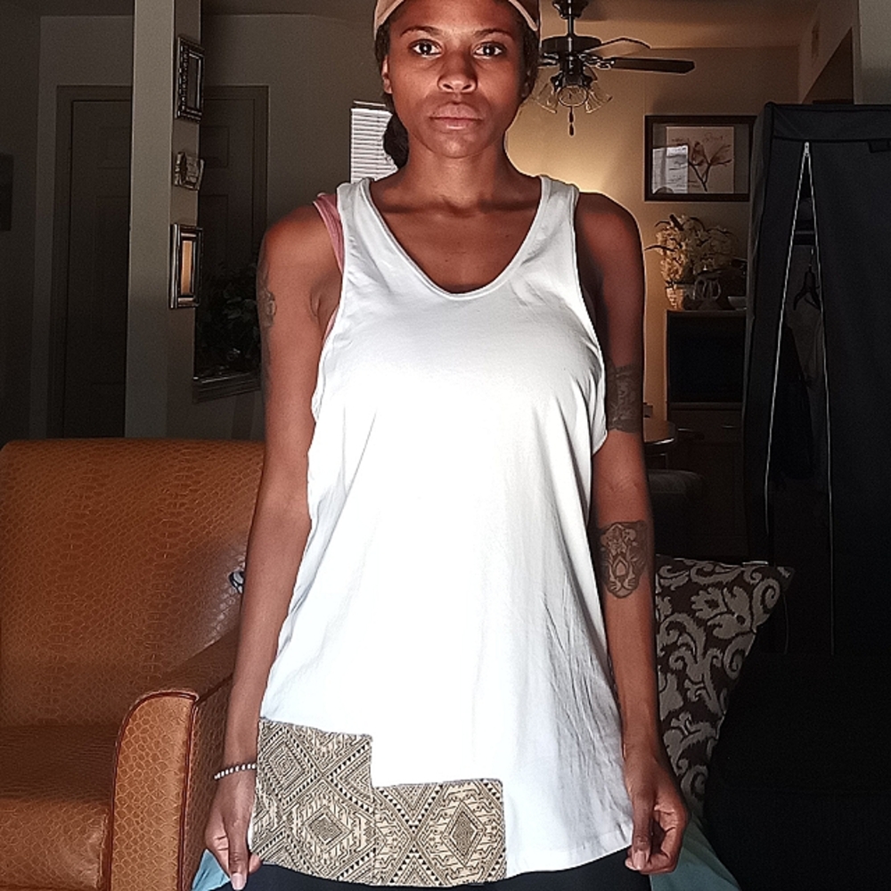 Upcycled cotton tank top with Lao Ethnic print